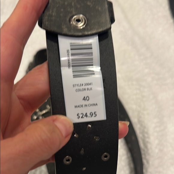 Black Studded Belt with Silver Buckle - Picture 2 of 3